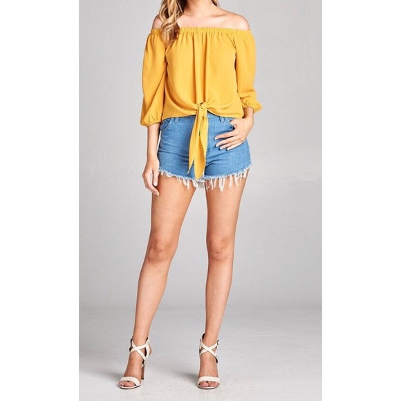 Dandelion Off the Shoulder Tie-Front Top - Picture 2 of 5